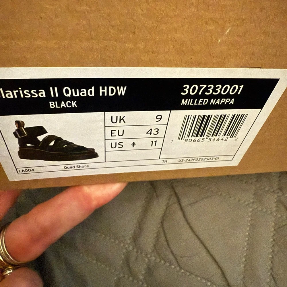 DR. MARTENS CLARISSA II QUAD HDW Sandals Black Milled Nappa New in Box